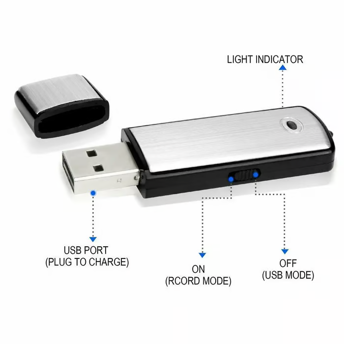 USB Flash Drive Voice Recorder 2-in-1 – Voice Activated, Smart Noise Reduction,, Auto File Save
