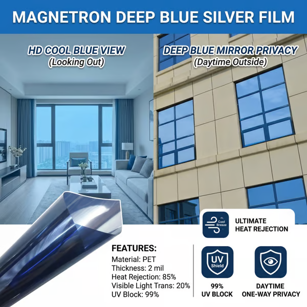 ☀️ One-Way Mirror Window Film – Heat Control & UV Protection