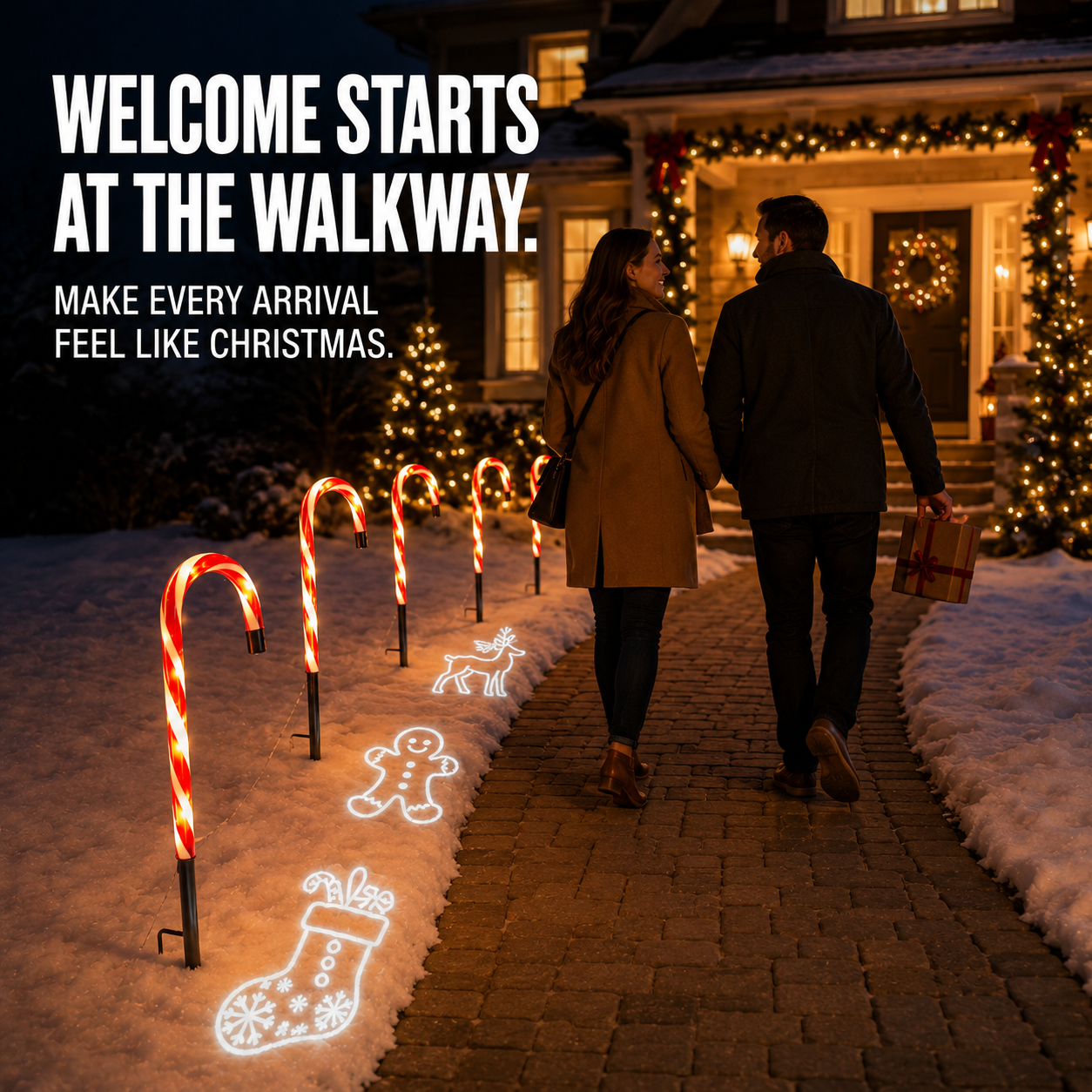 Solar Candy Cane Projector Pathway Lights β Light the Way to Christmas π