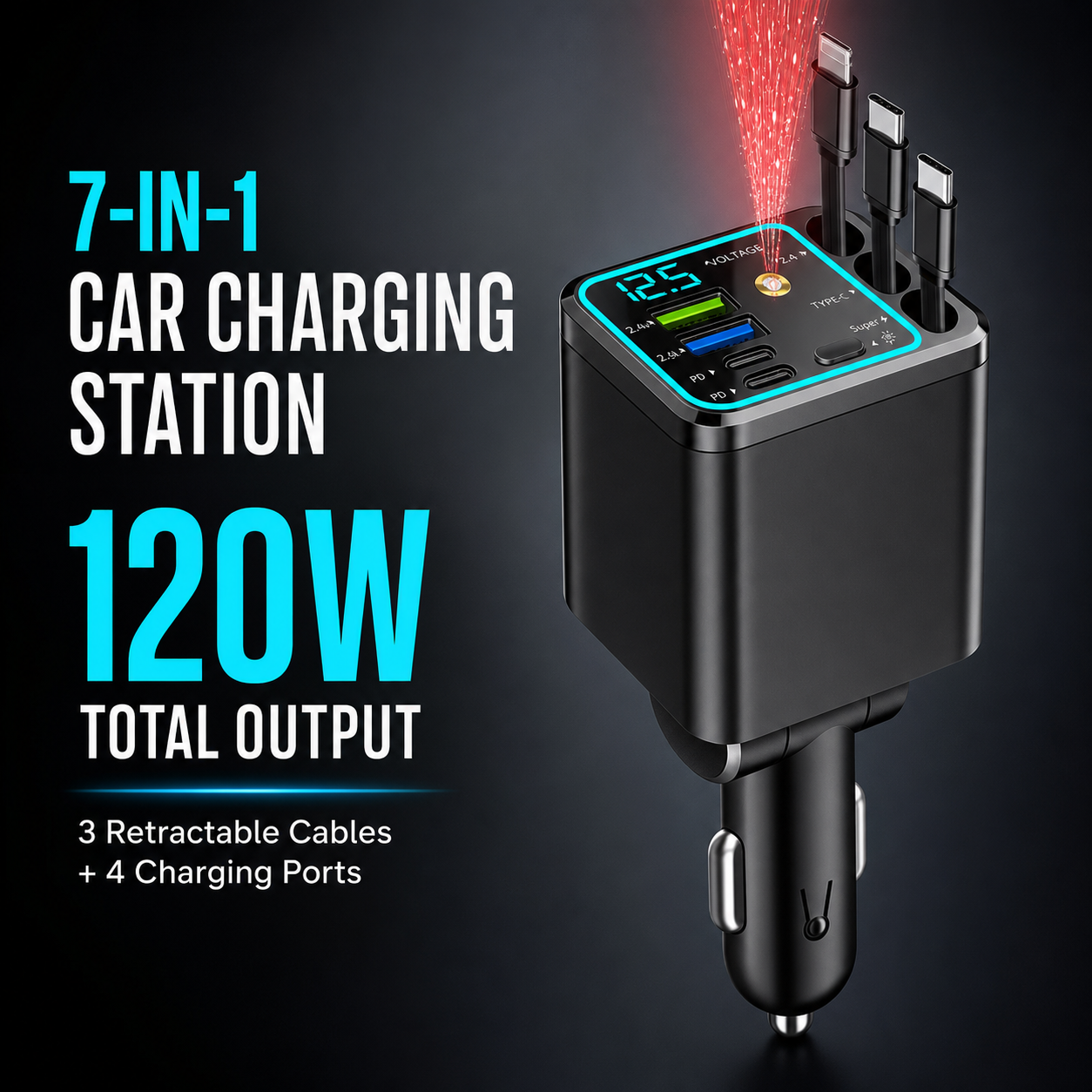 ⚡ The Car Charger That Charges 7 Devices & Lights Up Your Ride — Starry Ambient Light + 120W Fast Charging
