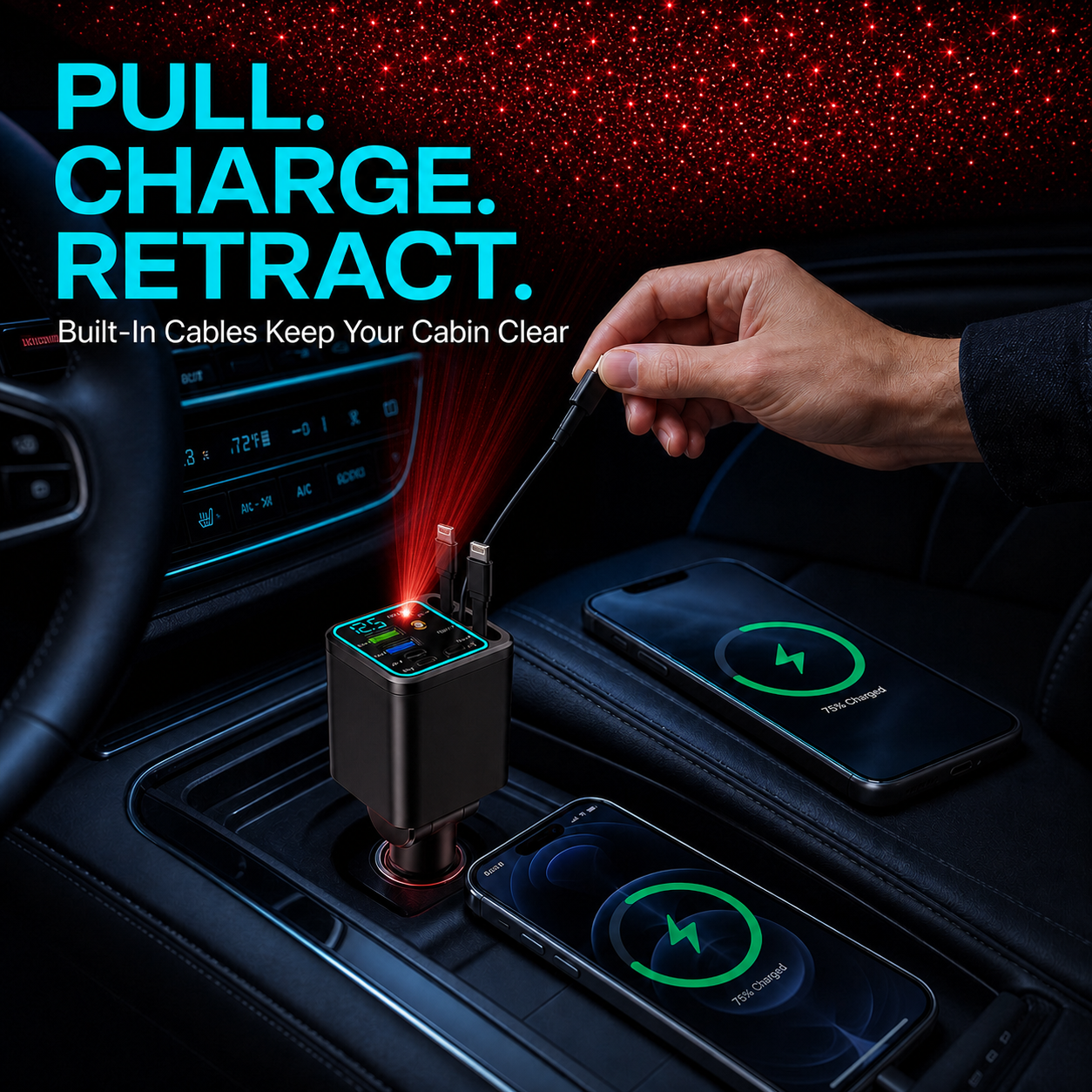 ⚡ The Car Charger That Charges 7 Devices & Lights Up Your Ride — Starry Ambient Light + 120W Fast Charging