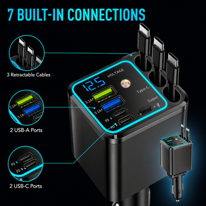 ⚡ The Car Charger That Charges 7 Devices & Lights Up Your Ride — Starry Ambient Light + 120W Fast Charging