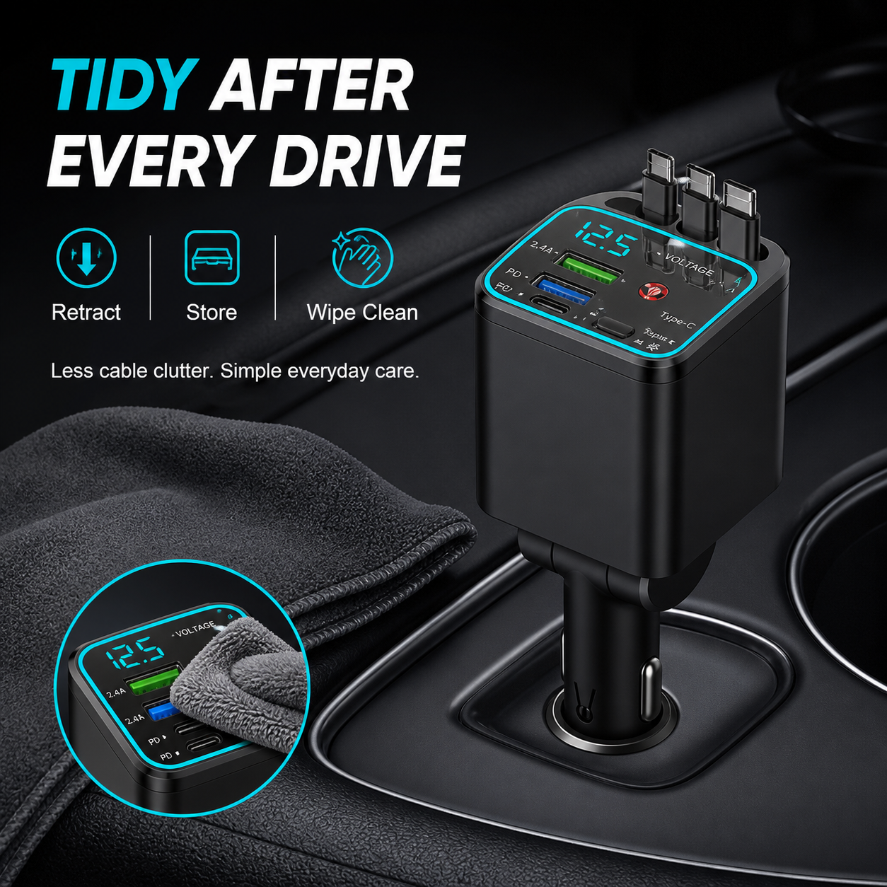 ⚡ The Car Charger That Charges 7 Devices & Lights Up Your Ride — Starry Ambient Light + 120W Fast Charging