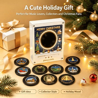Christmas Collectible Vinyl‐Style Magnetic Music Player Set