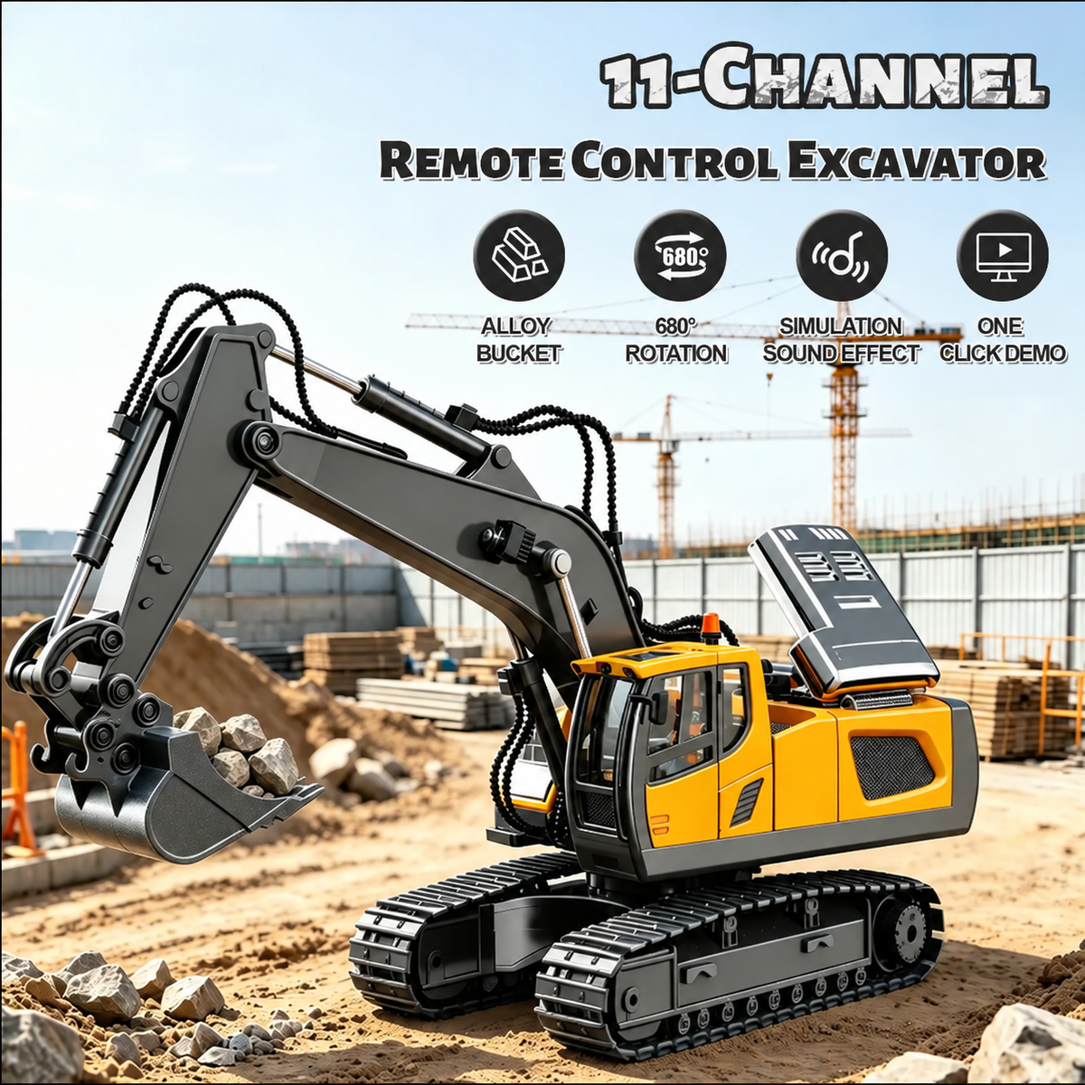 🔥 50% OFF 🎁4-Vehicle RC Construction Set🚜 Built For Little Builders