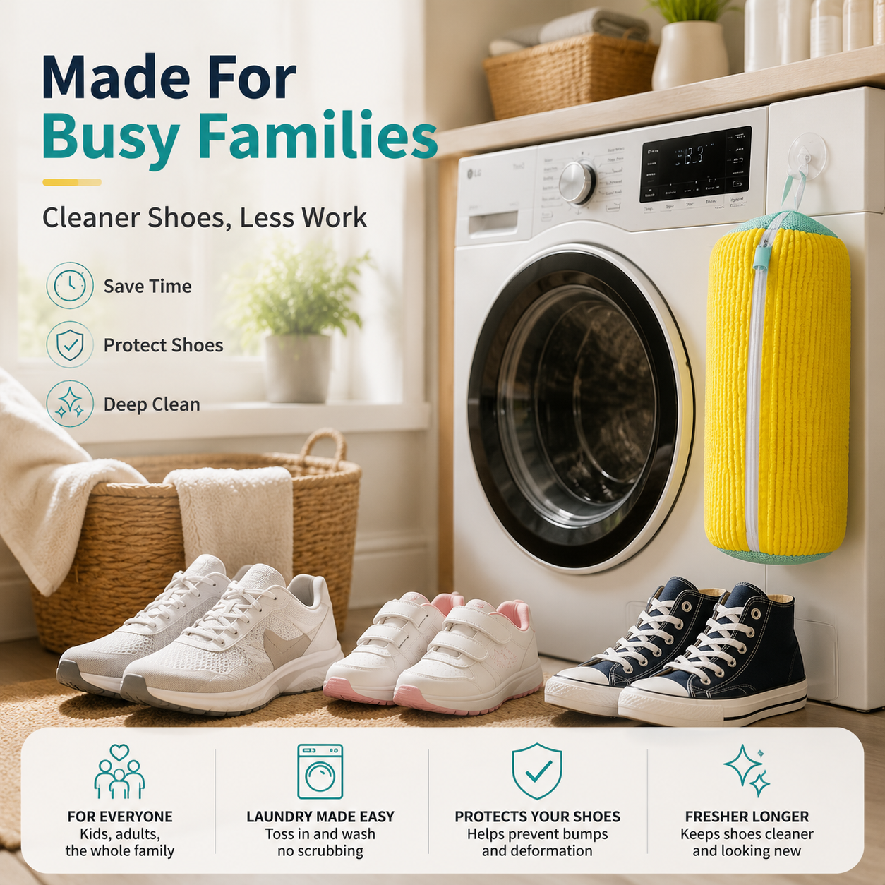 👟No-Scrub Shoe Washing Bag - Clean & Protect Your Sneakers In The Washing Machine