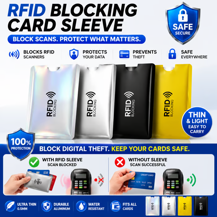 8PCS Ultra-Thin RFID Blocking Anti-Skimming Card Sleeves Set