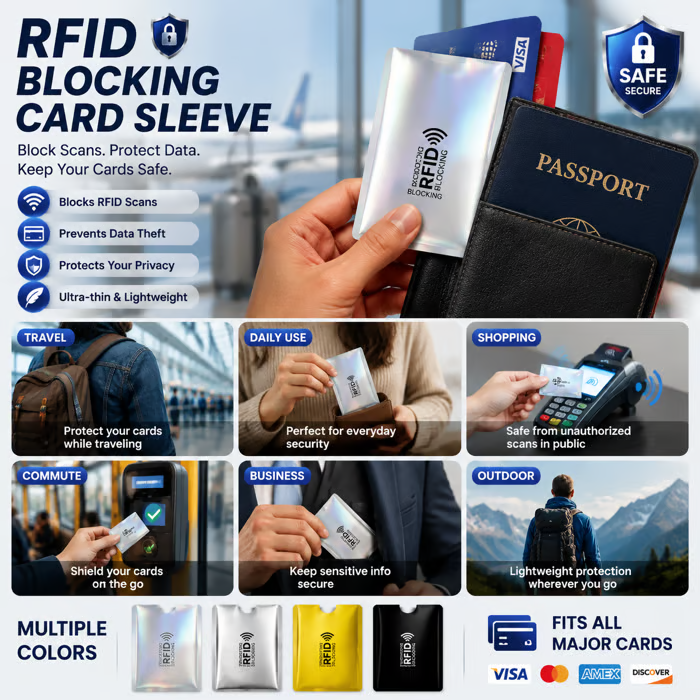 8PCS Ultra-Thin RFID Blocking Anti-Skimming Card Sleeves Set