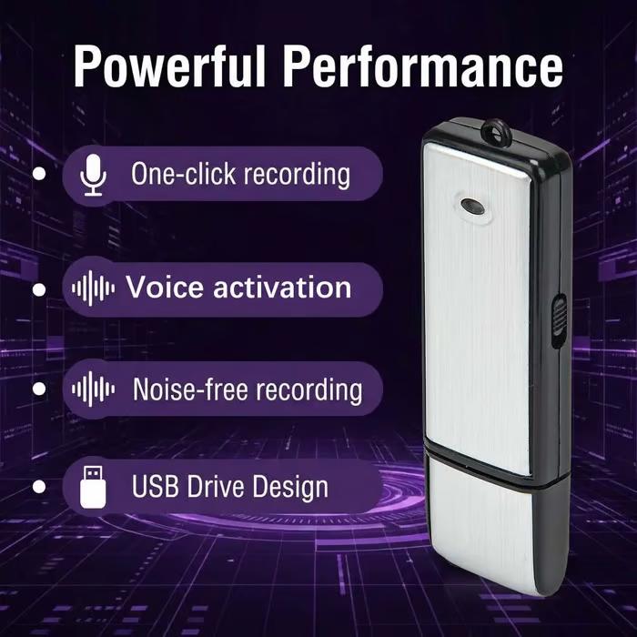 USB Flash Drive Voice Recorder 2-in-1 – Voice Activated, Smart Noise Reduction,, Auto File Save