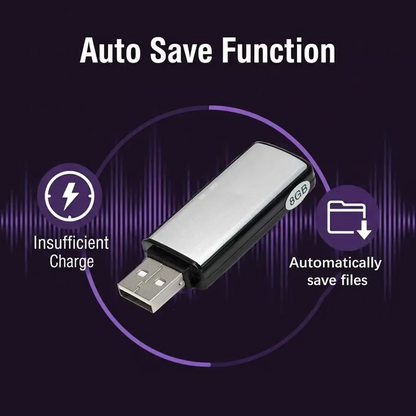 USB Flash Drive Voice Recorder 2-in-1 – Voice Activated, Smart Noise Reduction,, Auto File Save