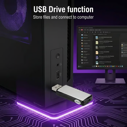 USB Flash Drive Voice Recorder 2-in-1 – Voice Activated, Smart Noise Reduction,, Auto File Save