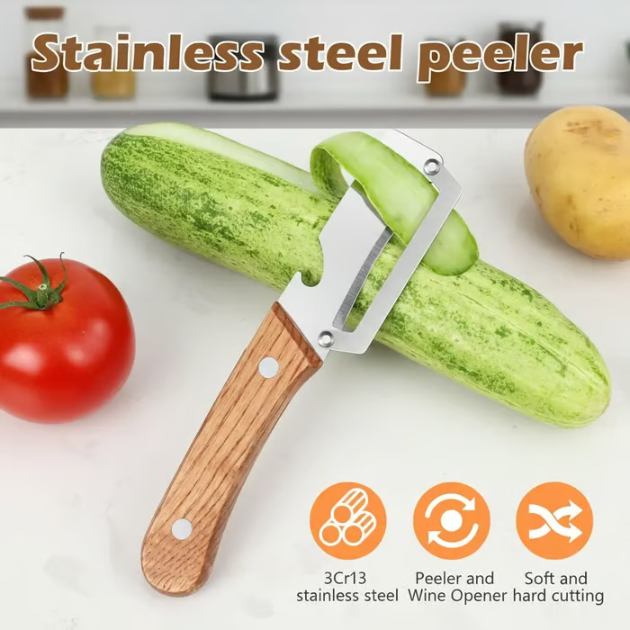 💖LIMITED-TIME BUY 1 GET 1 FREE⏰🍎 2PCS Stainless Peeler | High-Grade Durability | Clean, Precision Peeling + Bottle Opener