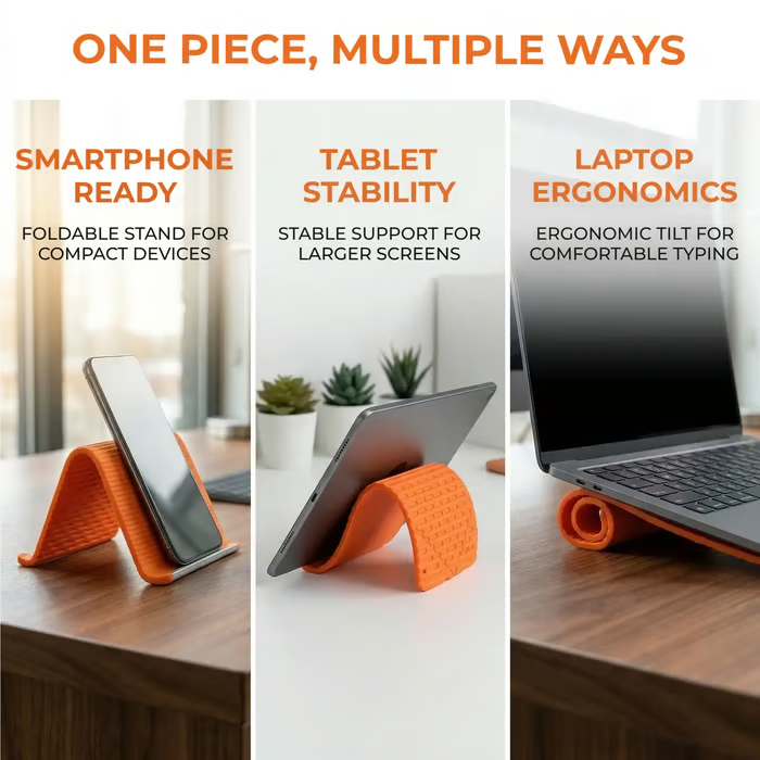 Foldable Silicone Aluminum Holder - Bendable Freely into Any Shape - Ergonomic Device Mount for Everywhere