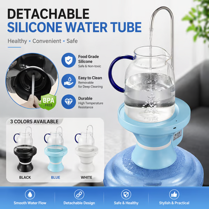 Smart Electric Water Dispenser Pump for 2-5 Gallon Water Jugs, USB Rechargeable with 2 Switch Control