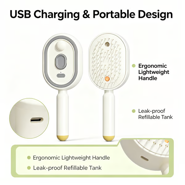 💆‍♀️ Electric Spray Air Cushion Massage Comb – Anti-Static Nano Mist Hair Brush with Scalp Massage ✨🌿