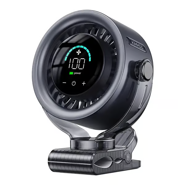 🌬️4000mAh Rechargeable Clip-On Fan with LED Display & 100-Speed Control, Quiet 360° USB Desk Fan