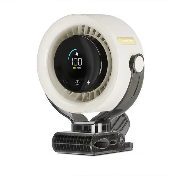 🌬️4000mAh Rechargeable Clip-On Fan with LED Display & 100-Speed Control, Quiet 360° USB Desk Fan