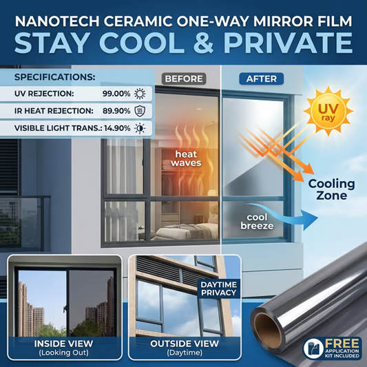 ☀️ One-Way Mirror Window Film – Heat Control & UV Protection