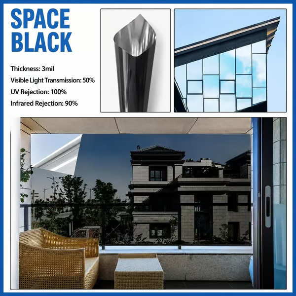 ☀️ One-Way Mirror Window Film – Heat Control & UV Protection