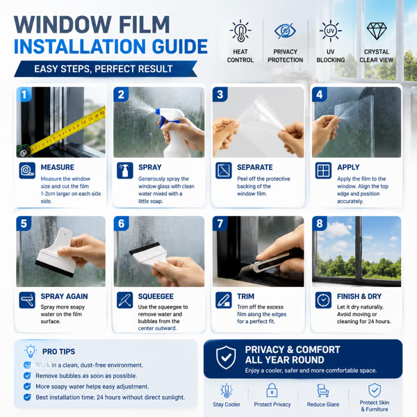 ☀️ One-Way Mirror Window Film – Heat Control & UV Protection