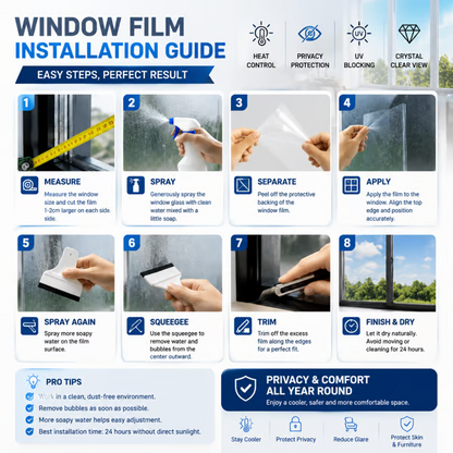 ☀️ One-Way Mirror Window Film – Heat Control & UV Protection