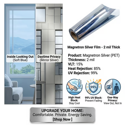 ☀️ One-Way Mirror Window Film – Heat Control & UV Protection