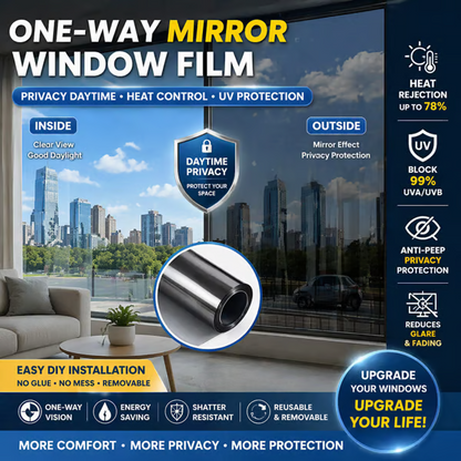 ☀️ One-Way Mirror Window Film – Heat Control & UV Protection