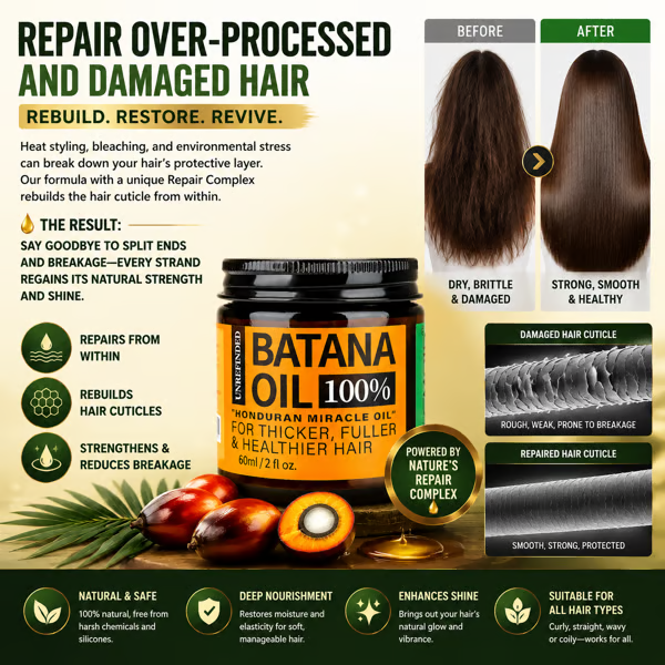 Batana Oil for Hair Growth,Raw Organic Batana Mask from Honduras🌱