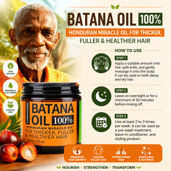Batana Oil for Hair Growth,Raw Organic Batana Mask from Honduras🌱