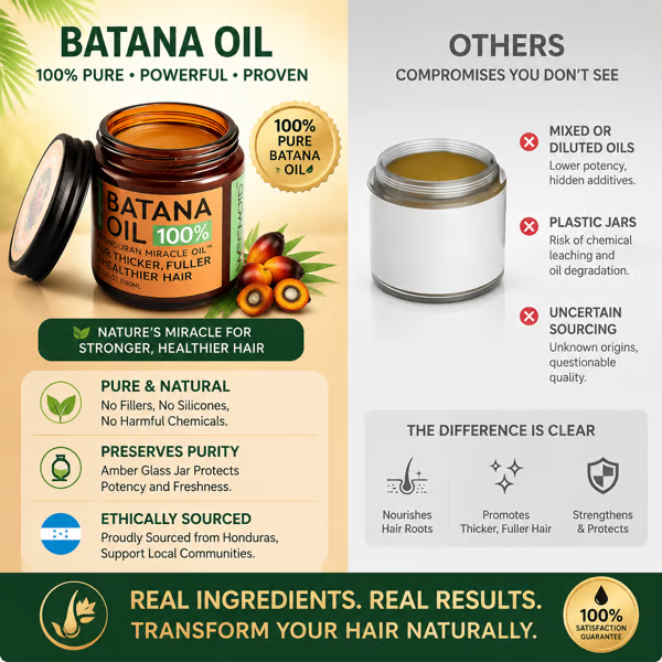 Batana Oil for Hair Growth,Raw Organic Batana Mask from Honduras🌱