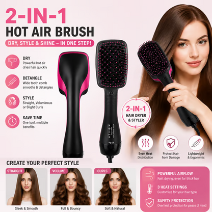 🔥Limited Time-49% OFF🔥2 in 1 Comfort Comb Design Multifunctional Hair Dryer, Fast Drying Hair Styling Tool,Hairdressing Comb Hot Air Brush, Makeup Products, Hair Straightener Comb