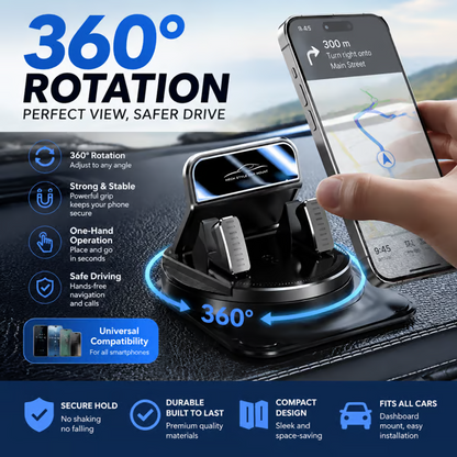 Avoid distracted driving and ensure driving safety!🚗 Car Phone Holder 360° Rotation iPhone & Android Mount