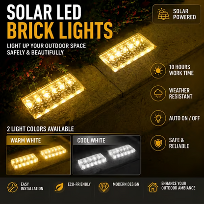Buy 1 Get 1 Free-2 Pack ，Solar Recessed Brick Lights – Up to 10 Hours of Outdoor Illumination