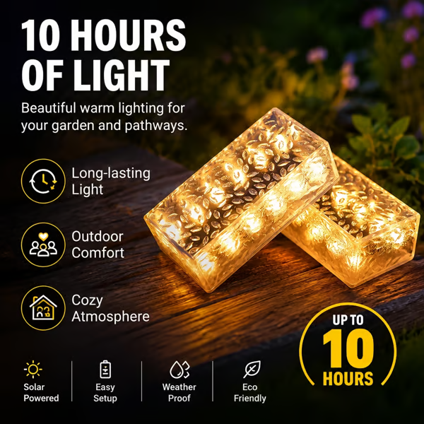 Buy 1 Get 1 Free-2 Pack ，Solar Recessed Brick Lights – Up to 10 Hours of Outdoor Illumination