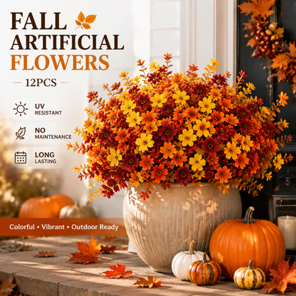 Fall Artificial Flower Halloween 12pcs, UV Resistant Colorful Fake Flower🍂