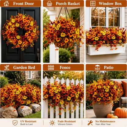 Fall Artificial Flower Halloween 12pcs, UV Resistant Colorful Fake Flower🍂