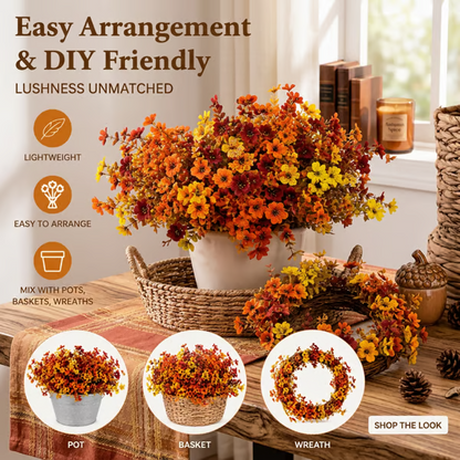 Fall Artificial Flower Halloween 12pcs, UV Resistant Colorful Fake Flower🍂