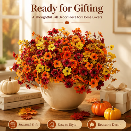 Fall Artificial Flower Halloween 12pcs, UV Resistant Colorful Fake Flower🍂