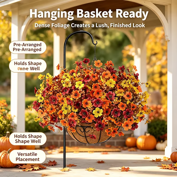Fall Artificial Flower Halloween 12pcs, UV Resistant Colorful Fake Flower🍂