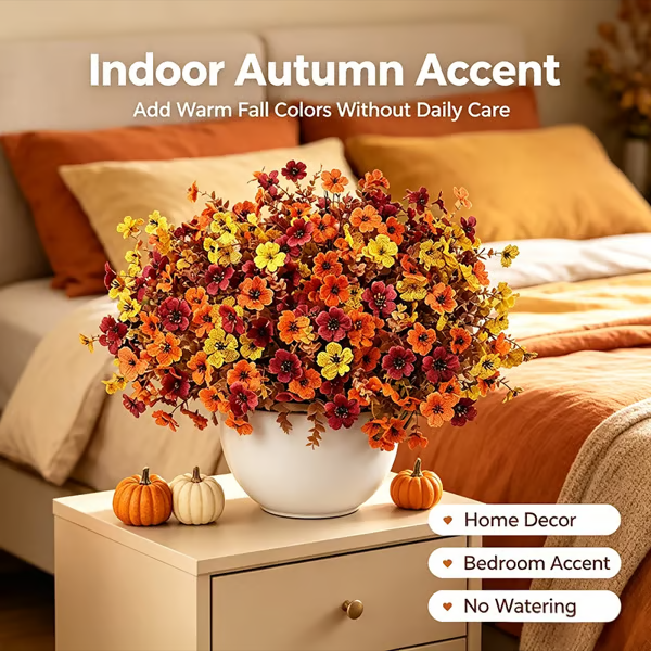 Fall Artificial Flower Halloween 12pcs, UV Resistant Colorful Fake Flower🍂