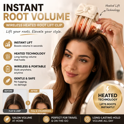 Wireless Heated Volumizing Root Lift Clip - Salon Crown Volume Styling Tool for Fine Flat Hair