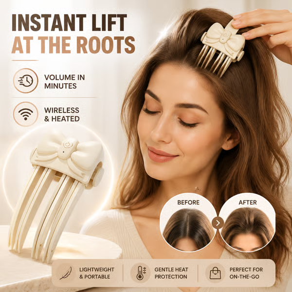 Wireless Heated Volumizing Root Lift Clip - Salon Crown Volume Styling Tool for Fine Flat Hair
