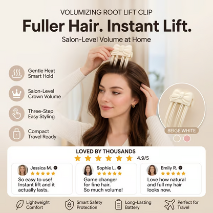 Wireless Heated Volumizing Root Lift Clip - Salon Crown Volume Styling Tool for Fine Flat Hair