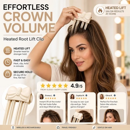 Wireless Heated Volumizing Root Lift Clip - Salon Crown Volume Styling Tool for Fine Flat Hair