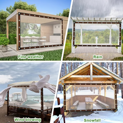 Clear Waterproof PE Tarp, Transparent Outdoor Cover with Metal Grommets💧