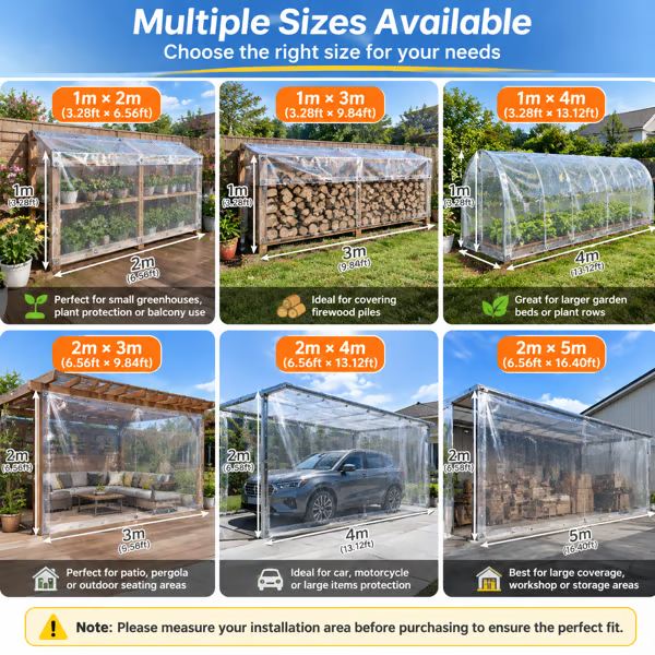 Clear Waterproof PE Tarp, Transparent Outdoor Cover with Metal Grommets💧