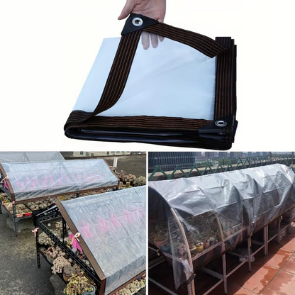 Clear Waterproof PE Tarp, Transparent Outdoor Cover with Metal Grommets💧