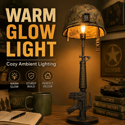 Military-Style Helmet Table Lamp with Trigger Switch