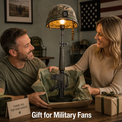 Military-Style Helmet Table Lamp with Trigger Switch