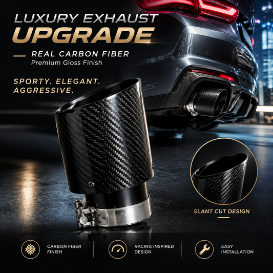 Carbon Fiber Car Exhaust Tip, Gloss Finish Slant Cut Muffler Tip